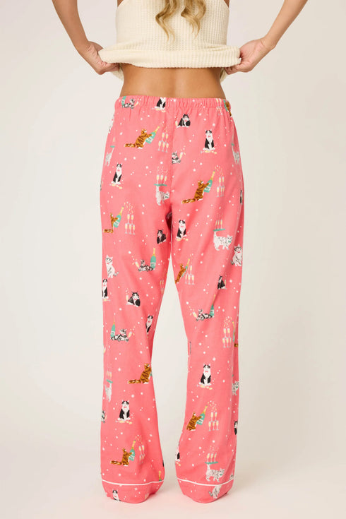 Pj Salvage Flannels Let's Get Fizzical Cat Print Pants